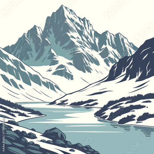 Spectacular scenery the crystal clear Gokyo Lake on the mighty snow covered Himalayas background Strength and beauty of wild virgin nature