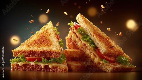 Delicious Grilled Sandwiches with Fresh Ingredients and Golden-Brown Toast.