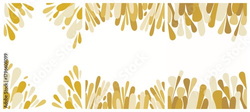 Abstract Gold Droplet Shapes Bordering White Background.