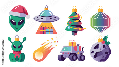 Celestial Ornaments: Festive assortment of alien and space-themed ornaments, bringing a unique, interstellar twist to holiday decorations. 