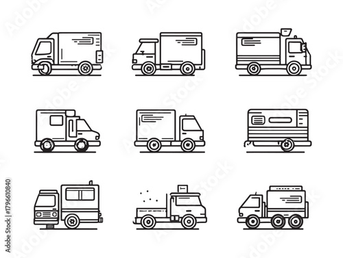Refrigerated Truck Line Art Cargo Carrier