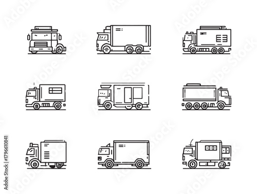 Refrigerated Truck Line Art Cold Transport