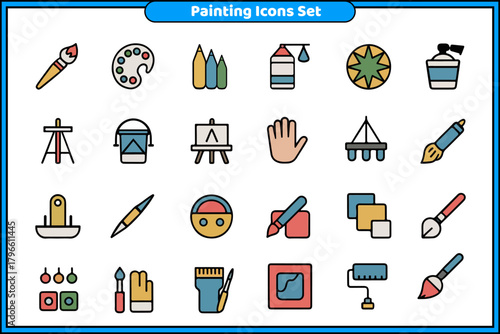 Collection of Painting and Art Supplies Icons