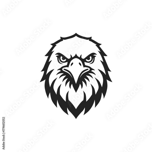 Majestic eagle head logo design embodying strength and precision, ideal for branding or symbol usage, powerful avian emblem with intense gaze