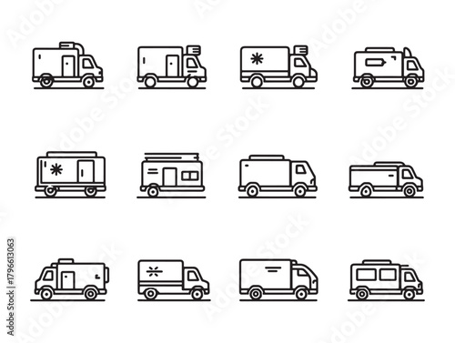 Refrigerated Truck Line Art Modern Design