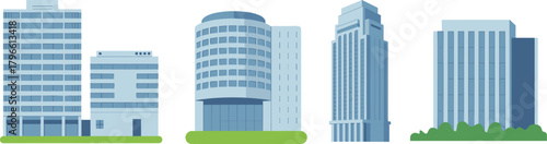 Modern building illustration set, urban architecture vector, office and residential design, city structure clipart, contemporary construction icons