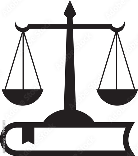 Law firm logo and icon design. Book and scale combination icon. Law symbol.