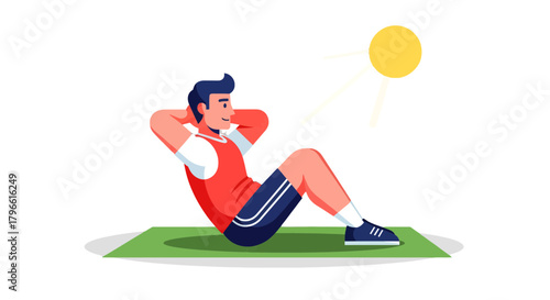 Healthy Lifestyle, Abdominal Exercise, Fitness, Gym and Summer Training Illustrated Concept
