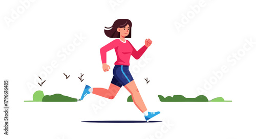 Healthy Runner Depicted in Animated Style Pursuing Exercise and a Fit Lifestyle