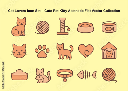 Cat Lovers Icon Set ? Cute Pe...