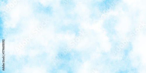 Calm blue watercolor natural winter morning sky background with soft drifting clouds creating a peaceful, airy artistic atmosphere, Refreshing sky blue watercolor texture with smooth clouds or fog.