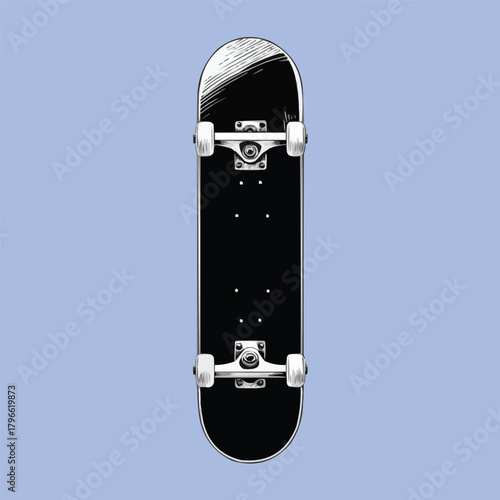 Modern Skateboard Monochromatic Vector Illustration