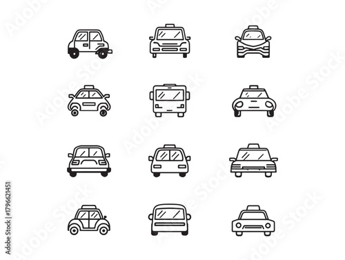 Rideshare Vehicle Line Art Urban Style