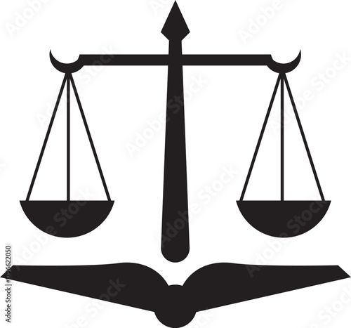 scales of justice and Book icon . Law firm logo design.