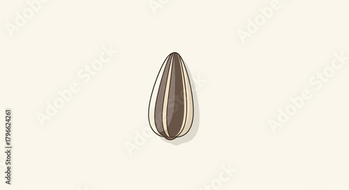 Illustration Of A Single Sunflower Seed On A Neutral Background, Minimalistic Design