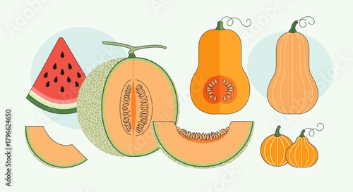 Illustration Of Assorted Fruits With Distinctive Shapes And Vibrant Colors