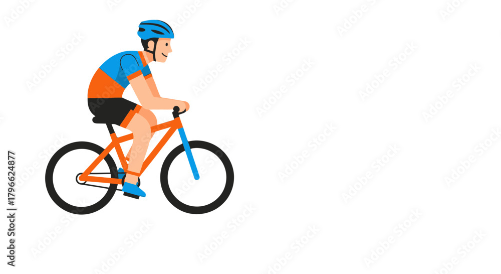 Naklejka premium Illustration Of Cyclist On Bicycle Against Black Background In Sporty Appearance