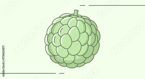 Illustration Of A Freshly Drawn And Designed Sugar-Apple On A Light Colored Background