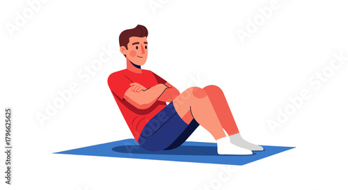 Illustration Of A Person Doing Core Exercises Against A Black Backdrop In A Fitness Style