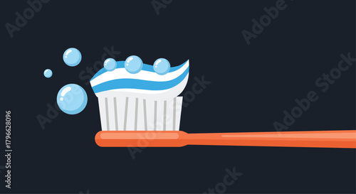 Fresh and clean dental hygiene with vibrant toothbrush, toothpaste, and bubbles for a healthy, bright smile everyday