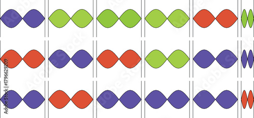 Abstract pattern of colorful diamond shapes arranged in rows and columns on a white background