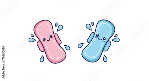 Cute and colorful feminine hygiene pads offer comfort during menstruation, symbolizing period care and empowering women's health with a smile