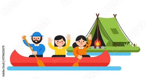 Joyful Canoeing Trip In The Wilderness: A Camping Adventure With Family