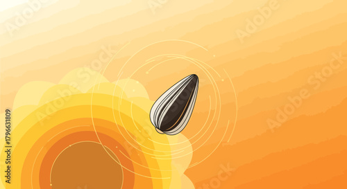 Isolated Sunflower Seed Design with Artistic Abstract Background Elements
