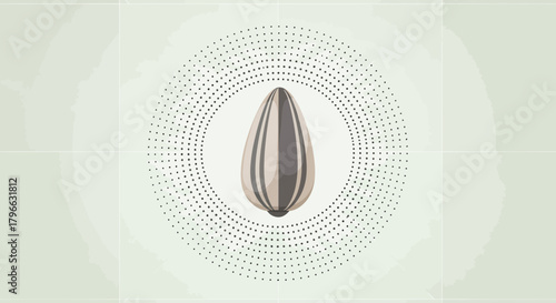 Isolated Sunflower Seed Design with Circular Pattern and Minimalist Aesthetic Presentation