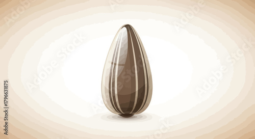 Isolated Sunflower Seed in Sepia Tone with Light and Shadow Effects in Vector Illustration