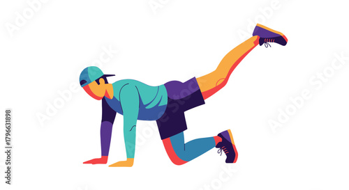 Isometric Athlete Performing Exercise Routine on All Fours Against a Black Backdrop