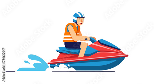Jet Skiing Adventure: Person Riding Fun Watercraft Against a Black Backdrop