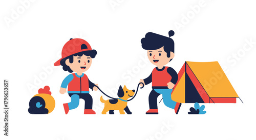 Joyful Companions Emerge: Camping Adventure with a Playful Canine Companion