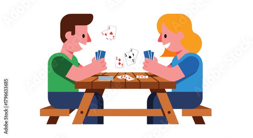 Joyful Companions Engage in Tabletop Card Game Tournament During Day of Recreation