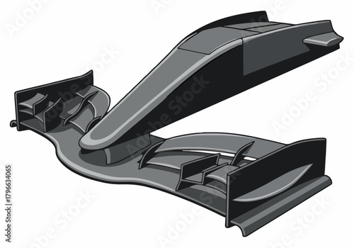 Vector illustration aerodynamic component race car front wing element isolated white background graphic resource design engineering concept