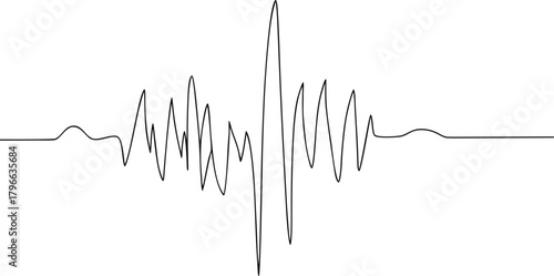 Black waveform on white background sound wave audio