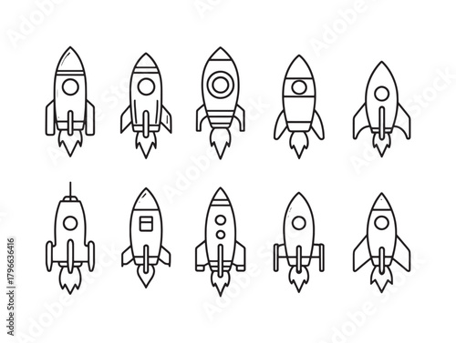 Rocket Booster Line Art Soars Into Space