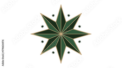 Compass Rose's Guiding Light: a stylized illustration of a compass rose, its intricate design radiating direction and guidance. with its bold colors and geometric precision, representing direction.