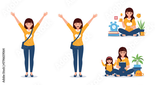 Happy mother and daughter enjoying their leisure time together at home.