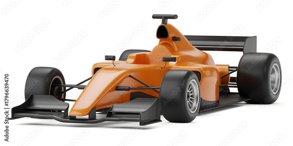 Obraz premium Orange Formula 1 Race Car: A sleek orange Formula 1 race car, captured in a dynamic studio shot, showcasing its aerodynamic design and powerful presence.