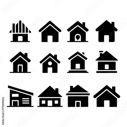 Home Icon Set – Flat Minimal House Symbols