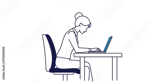 Proper sitting posture for healthy spine and reduced back pain when working at a desk.