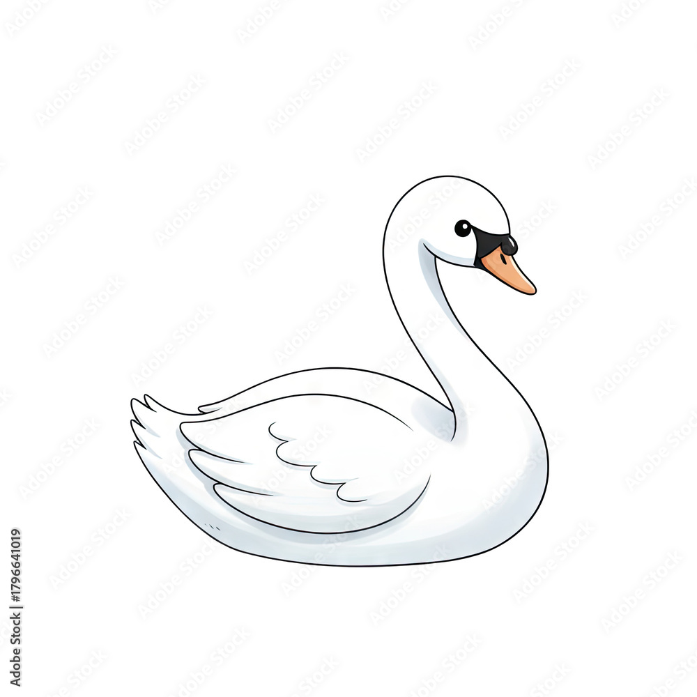 Obraz premium Elegant White Swan With Graceful Neck Curve And Dark Eyes Isolated On Transparent Background Symbolizing Purity Serenity And Beauty Detailed Feather Texture
