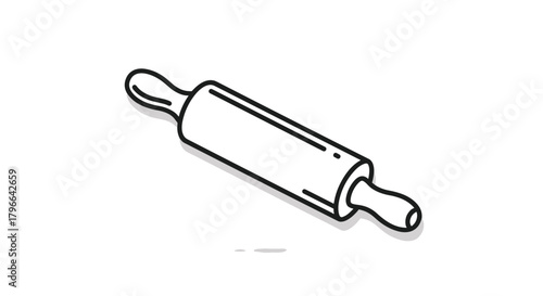 A simple line drawing of a rolling pin used for baking and dough preparation in the kitchen.