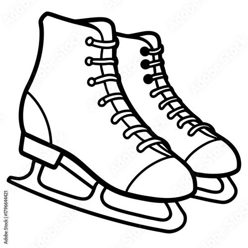Black and white illustration of figure skates