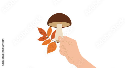Autumn's edible treasures foraging for mushrooms with colorful fall foliage in hand on a crisp day perfect for culinary adventures