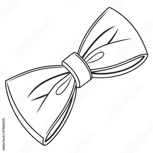 Simple black and white line art bow tie illustration