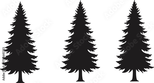 Pine tree silhouettes, black forest clipart, evergreen tree shapes, nature graphic, winter vector, woodland illustration, tree design, outdoor elements