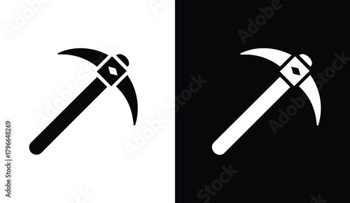 Pickaxe Icon  Flat Mining Tool Vector Design