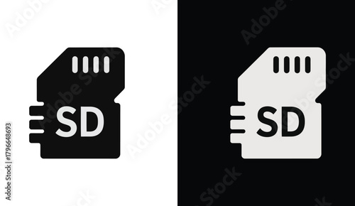 SD Card Icon  Minimal Digital Storage Vector